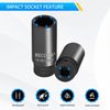 Meccion 3/8 Inch Drive Impact Socket 19mm Metric, 6 Point Cr-Mo Deep Socket, 63mm Length