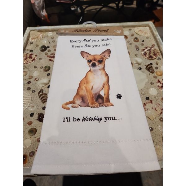 Tan Chihuahua Dog Kitchen Towel. Soft Highly Absorbent Gifts 18"×26"