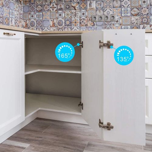 Furniware 165° Cabinet Hinges, Lazy Susan Hinges, with Soft Close Full Overlay Concealed for Cabinet,Cupboard,Folded Door,Combination with Screws