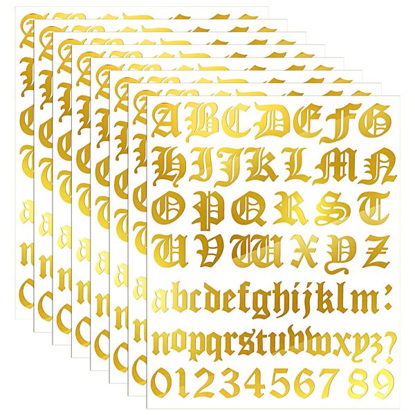 Set of 8 Self Adhesive Vinyl Letter Number Mailbox Number Stickers Alphabet Number Stickers for Mailboxes Signs Windows Doors Cars Trucks Home Business Address Numbers (Gold,2 Inch)