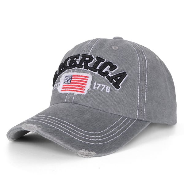 NOEMIN MAGA Hat 2024 - America Flag Hat Embroidered Distressed Baseball Cap Grey