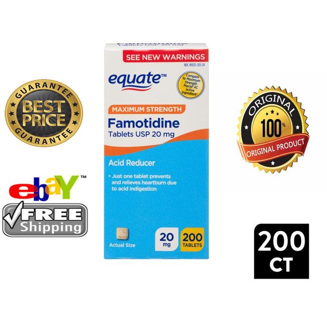 Equate Maximum Strength Acid Reducer 20mg 200 Famotidine tablets.