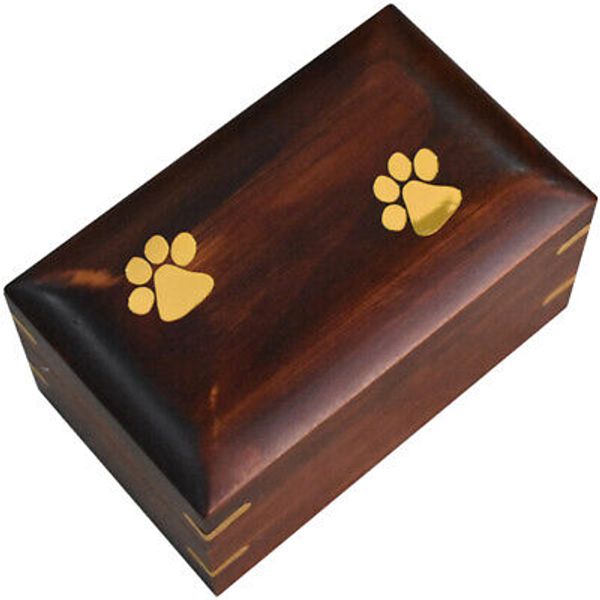 Pet Urn Wood Dog Cat Ashes Memorial Keepsake Memory Box Dog Cremation Box New