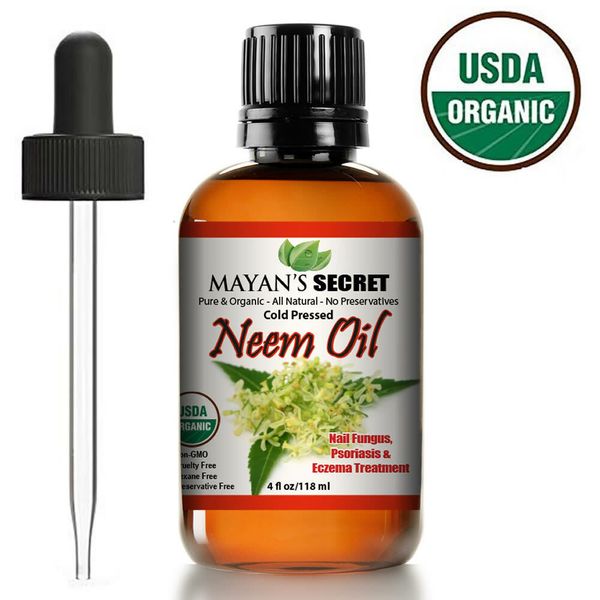 USDA Certified Organic Neem Oil Pure Cold Press, Unrefined for Skin care, Hair C