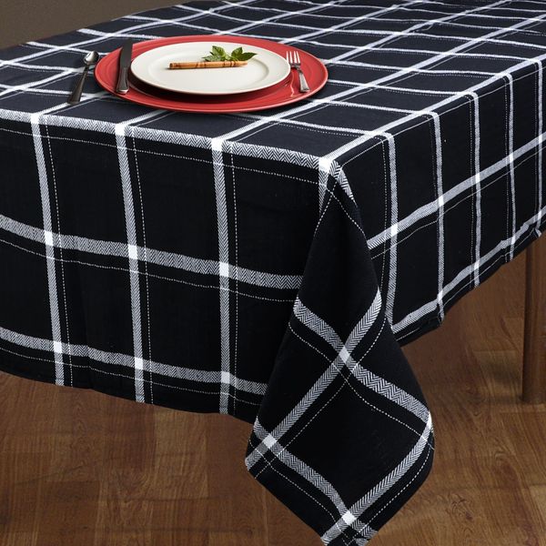 Urban Villa Tablecloth Buffalo Check Table Cloth Tabletop Cover Kitchen Dining Tablecloth 100% Cotton Great Parties Wedding Holiday Dinner Blue/White Rectangle 60X102 Inches 8-10 Seats Table Cloth