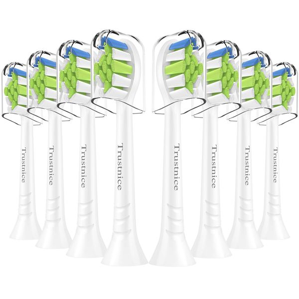 Trustnice Toothbrush Heads Compatible with Philips Sonicare Toothbrush, Replacement Brush Heads for W2, Diamondclean, HealthyWhite, FlexCare Brush, 8 Pack (White, 1 Count (Pack of 8))