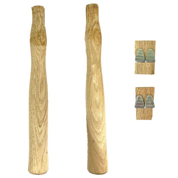 2 pack Wood Sledge hammer handle replacement for 2, 3 and 4 lb Complete Set with Wooden and Steel Wedges - Wood replacement ball pien hammer handle - Wood tool handle - Wooden handle hammers in bulk