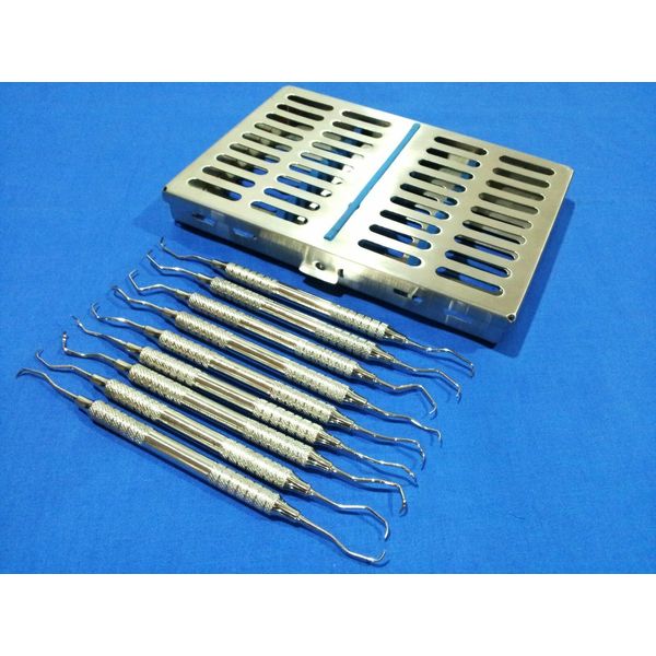 9 PCS PERIODONTAL GRACEY CURETTES KIT SET WITH STERILIZATION CASSETTE BOX