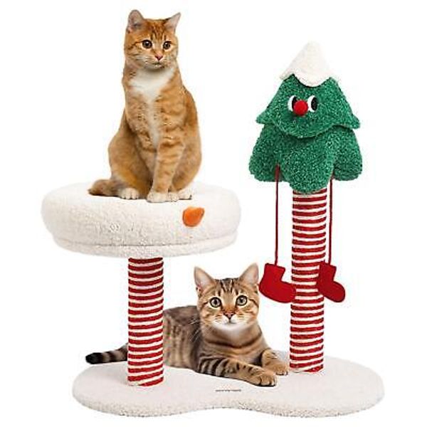 Cat Scratching Post Christmas Theme Ornament Pet Interactive Toy for Kittens