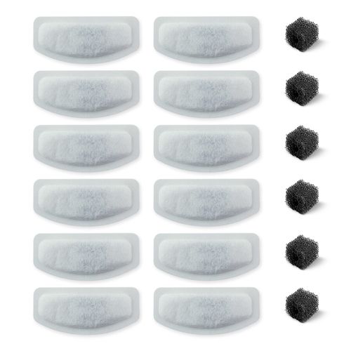 Water Filters & Sponges For ORSDA® Stainless Steel Pet Water Fountains, 12 Pack