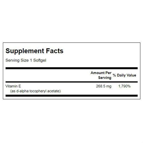 Swanson Natural Vitamin E 400IU Softgels, 250 Bars, 1 Pack, 250 Tablets