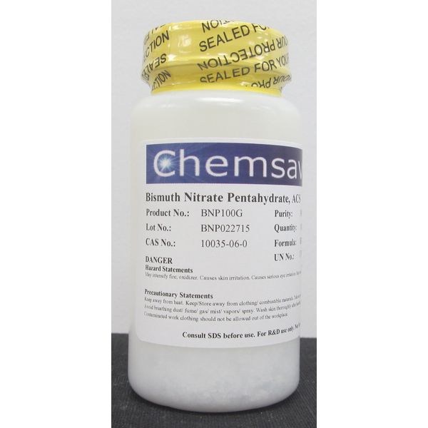 Bismuth Nitrate Pentahydrate, ACS, 98+%, 100g