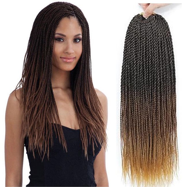 Ailsa 7Packs Senegalese Twist Crochet Hair Synthetic Crochet Braids for Black Women Ombre Color Hot Water Setting 30Strands/Pack(24inch, 1B/30/27)