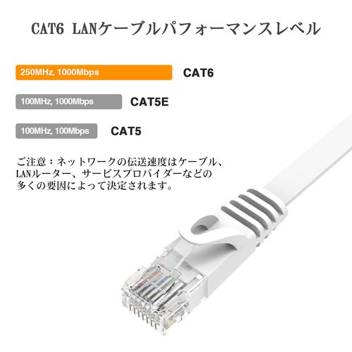 Lovicool 5m CAT6 Flat Type Run Cable RJ45 Connector UTP Ethernet Cable Commercial Crack Prevention Category 6 Compatible with Modems, Routers, etc. White