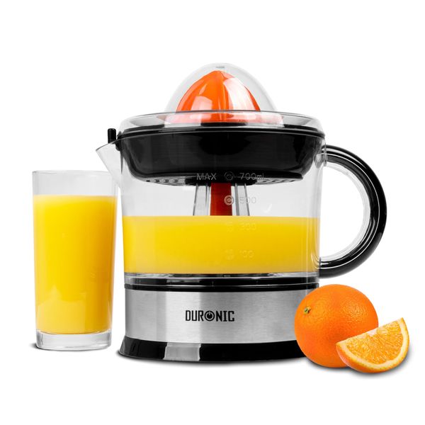 Duronic JE407 Saftpresse elektrisch 40W, Zitronenpresse 700ml, Zitruspresse 2 Kegel, Orangenpresse hohe Saftgewinnung, Edelstahl Fruchtpresse mit Sieb, Citrus juicer, Orangensaftpresse Limetten-presse