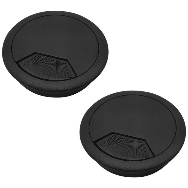 ALLY-MAGIC Desk Grommets, Desk Plastic Grommet for Home & Office, 2PCS Round Cord Cable Hole Cover, Computer Desk Cable Grommets, 60mm(2.36 inch) Y9DNZXKG (Black)