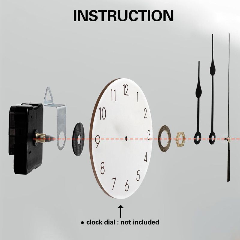 Aloneaka Silent Quartz Clock Movement, Long and Short Shaft with Hands ...