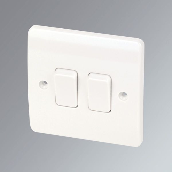 MK 2-Gang 2-Way 10AX Light Switch White by MK