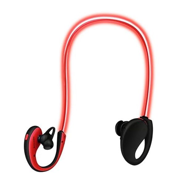 Wireless Sports Headsets Wireless V4.1 Neckband Earphones HD Stereo Sweat-Proof Headphones Earbuds w/LED Light Mic 8Hrs Work Running