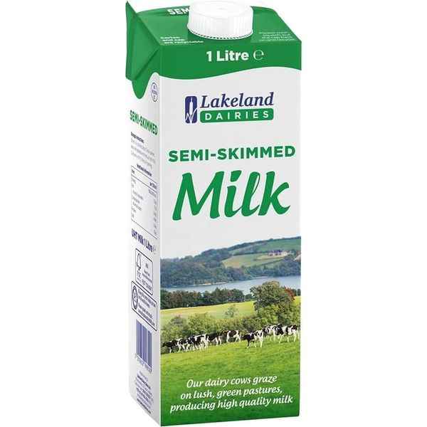 Lakeland Dairies Semi-Skimmed Milk | 12 Pack of 1Ltr l | Long Life | Delicious & High in Protein