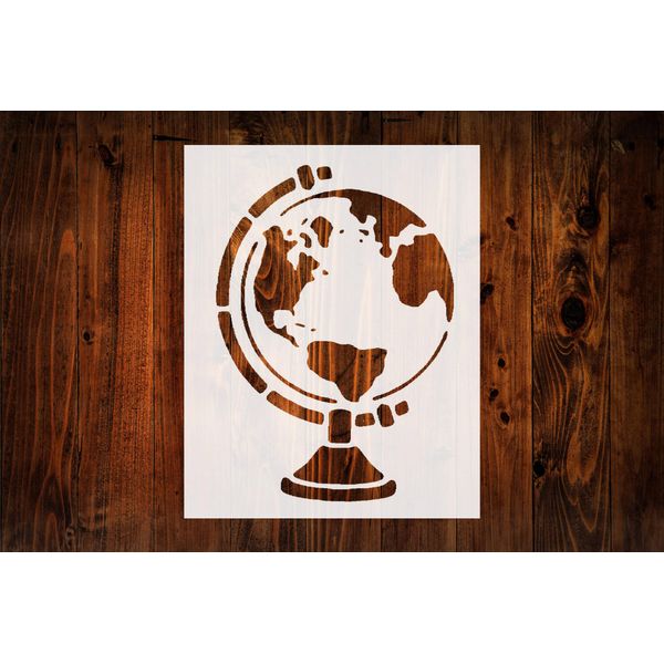 Earth Globe Custom Stencil, Reusable & Sturdy, 8.5" x 11" for Educational Art, Crafts & DIY Projects