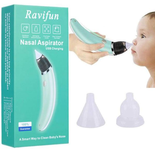 Baby Nasal Aspirator, Ravifun Electric Nose Cleaner Booger Remover for Newborns and Toddlers, Rechargeable Automatic Mucus Suctioner for Infant with 5 Levels Suction