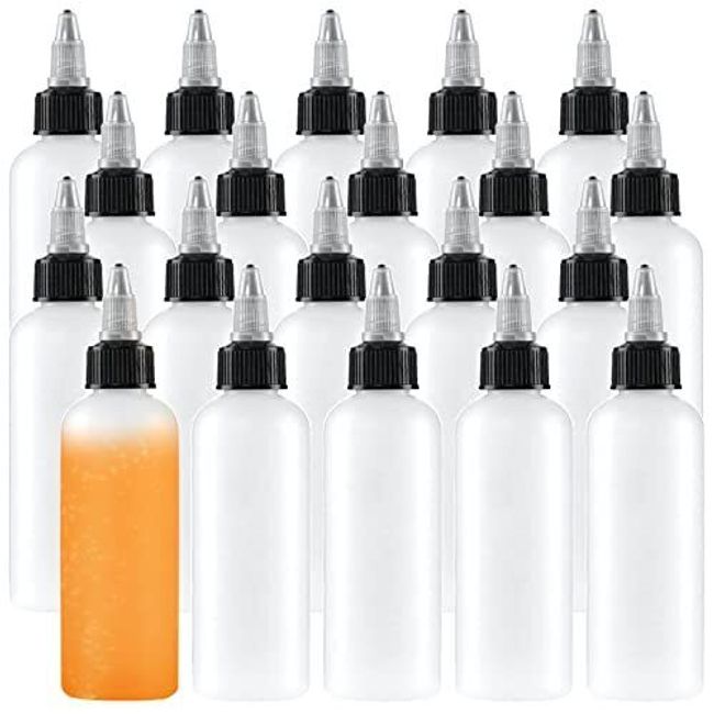 20 Pack 4Oz Boston Squeeze Bottles,Clear Dispensing Bottles with Twist Top Cap,P