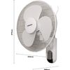 Branded 16" 40cm Oscillating Wall Mounted Air Cool Fan with 3 Speed Settings, Timer & Remote Control (White)