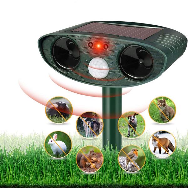 HOPSEM Cat Scarer Cat Repellent Ultrasonic Solar Powered Waterproof Animal Deterrents for Gardens Motion Activated Sensor Pest Repeller for Farm Dogs Fox Birds etc (Upgraded)