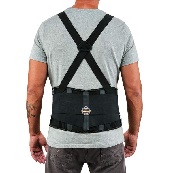 Ergodyne ProFlex 2000SF Back Support Brace, 8.5" Spandex, V-Shape Design and Patented Stays for Added Support, Large,Black