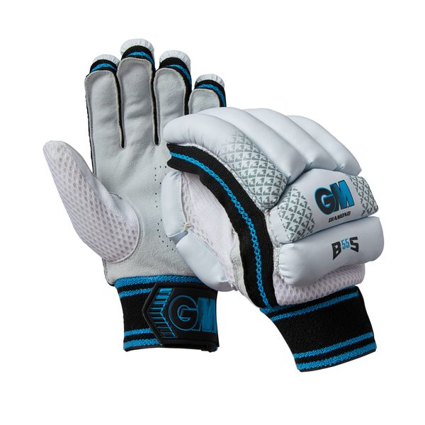 Gunn & Moore GM Cricket Batting Gloves, Ben Stokes BS55 Diamond, Black/Blue. Small Junior Right Handed, 1 Pair, 51972319