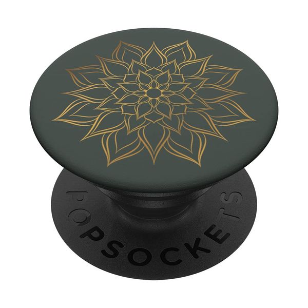 Midnight Green Peace Mandala Flower Design PopSockets Swappable PopGrip