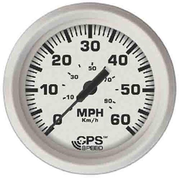 Faria 33147 Dress Speedometer GPS Studded 4" - White, 60 MPH
