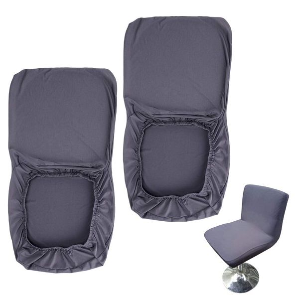 BSTKEY 2 Pack Dark Grey Bar Stools Slipcovers with Backrest Cover Stretch Chair Cover for Short Swivel Dinning Chair Back Chair Bar Stool Chair