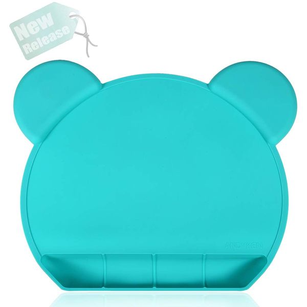 Silicone Baby Placemat Suction - Kids Placemats with Strong Suction Food Catching Placemat Silicone Placemats for Kids Babies Toddlers Tiny Diner Placemat Roll Up Non Slip Washable Baby Restaurant Mat