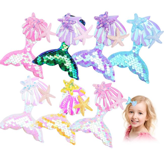 haarspangen mädchen,7pcs meerjungfrau haarschmuck haarspange kinder,Bunte Pailletten,hair clips,kinder haarschmuck Geeignet für Frauen Mädchen/Geburtstagsgeschenke/Weihnachtsgeschenke