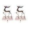 Silver Stocking Holder Snowflake Stocking Hangers for Fireplace Weighted Stocking Holder Chrome Hook Metal Decoration Dog Kids Snowflake Reindeer Stag Ornament Set 2 PACK REINDEER