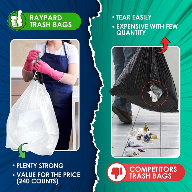 2.6 Gallon Garbage Bags Small Bathroom Trash Bag Can Liners(240