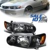 For 2001-2002 Toyota Corolla JDM Headlight Headlamp Black+Corner 4 Pc Left+Right