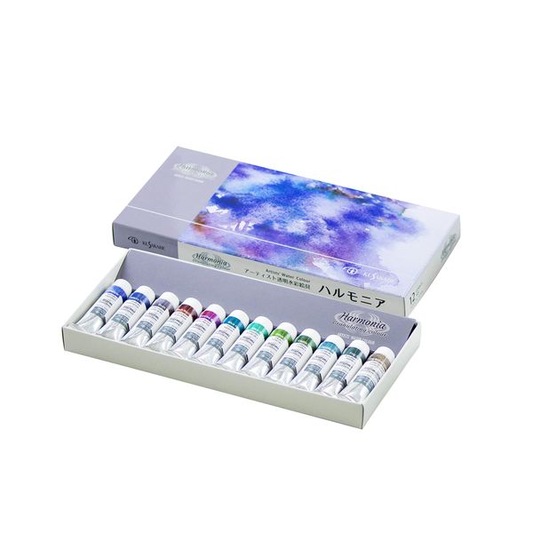 KUSAKABE Harmonia Transparent Watercolor Paint, Set of 12 Colors, 0.3 fl oz (10 ml) (No. 4)