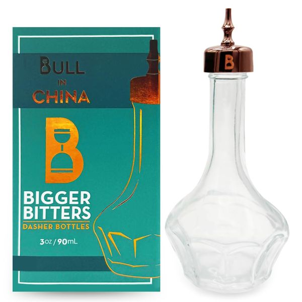 Bull in China Cocktail Bottle Dispenser for Bitters Copper 90ml | Japanese Style Bitters Bottle for Bartending |Decorative Antique Apothecary Dasher Bottle's