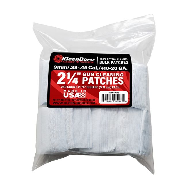 KleenBore 2-1/4” .38-.45 Cal. & .410-20 Gauge Cleaning Patches (250PK), White