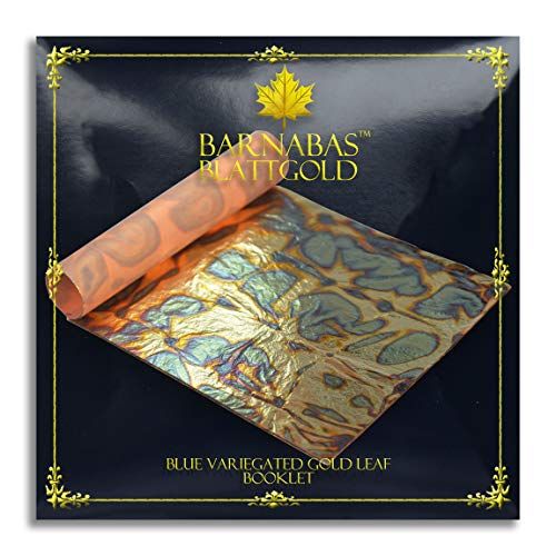 BARNABAS BLATTGOLD Variegated Gold Leaf Sheets Color - Blue - 25 Sheets - 5.5 inches Booklet