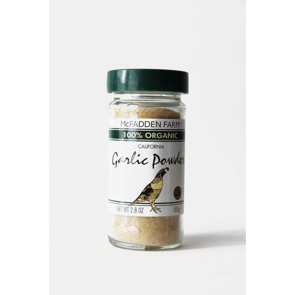 McFadden Farm Organic Garlic Powder, Grown and packed in the U.S.A, 2.8 oz. glass jar