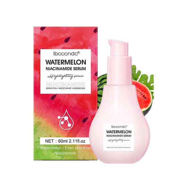 Watermelon Glow Niacinamide Dew Drops Highlighting Serum, Glow Recipe Watermelon Hydrating Serum With Hyaluronic Acid, Brighten, Moisturizing, Lightweight Facial Serum & Priming Liquid Highlighter