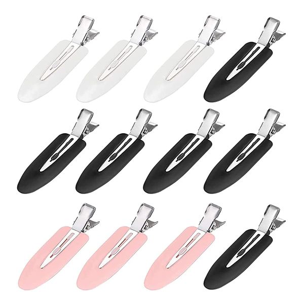 12 Stück Nahtlose Haarspange Haar Pin Curl Clips Haar Pin Curl Clips kein Verbiegen Haar Spangen für Haarstyling Make Up (Schwarz Pink Weiß)