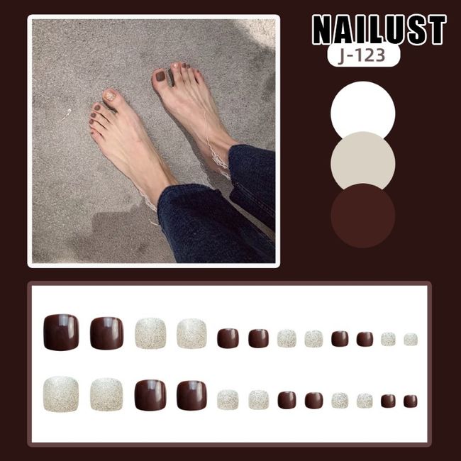 Toe Nails  [Set of 24] Nail Tips Nail Tips Nail Stickers False Nails False Nails Present Paste Nails Peelable Summer Nails Nail Supplies Nail Art Nail Parts NAILUST