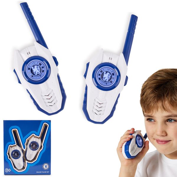 Chelsea FC Officially Licensed Walkie Talkie 2-Pack Set - Easy-to-Use Durable Ideal Kids Outdoor Toy Gift for Young Blues Fans