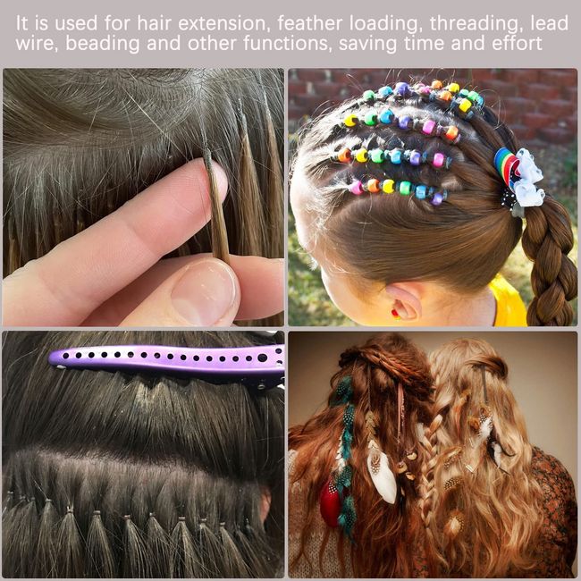 Hair Extension Loop Tool, 10 Pcs Bead Threader For Hair Hair Extension Bead  Tool Stainless Steel Hair Extension Loop Needle Threader Hair Extension