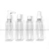 4 pc TRAVEL KIT Empty Bottles Liquid Spray Pump Squeeze Lotion Container Set B87